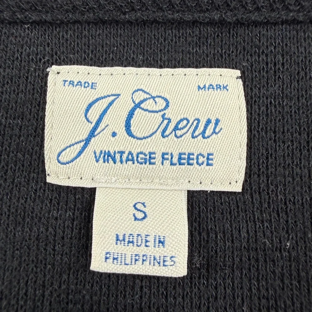 J. Crew Vintage Fleece Pullover‎ Small Black V-Neck Long Sleeve Sweater Women's